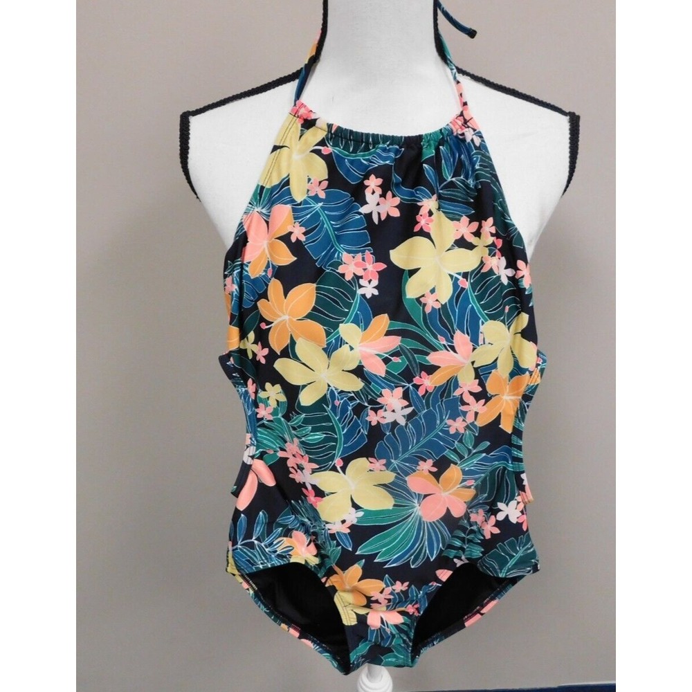 Old Navy Women's Navy  Blue w/Multi-Color  Floral One Piece Swimsuit  XXL  (16)